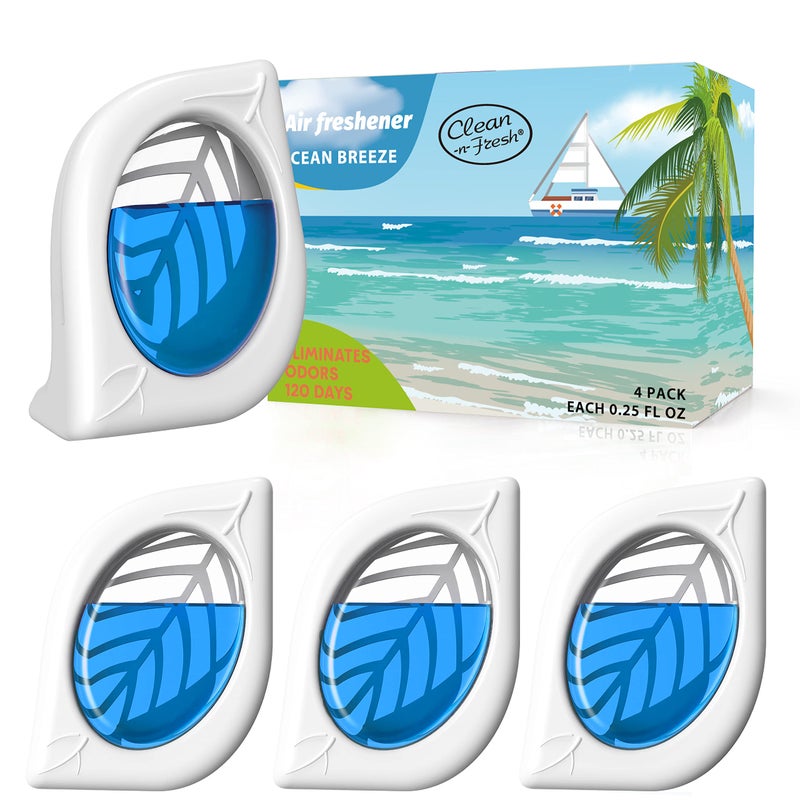 Clean-n-Fresh Air Deodorizer  4 Pack  Ocean Scent  Odor Eliminator for Small Area Closets Bathroom Pets Strong Odor  Up to 120 Days - Image 1