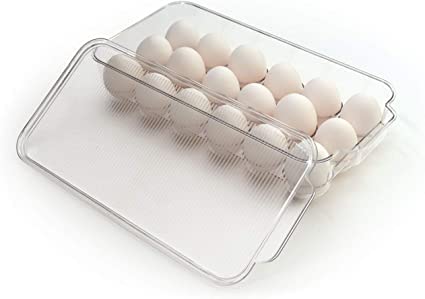 FreshDcart 18 Eggs Holder for Refrigerator Clear Eggs Container for Fridge Kitchen Standard Acrylic Material Pack of 1 FDC103 - Image 1