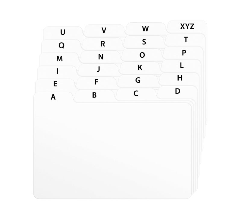 Alfion 3x5 Index Card Alphabet Tab Dividers 24 pcs (White) - Image 1