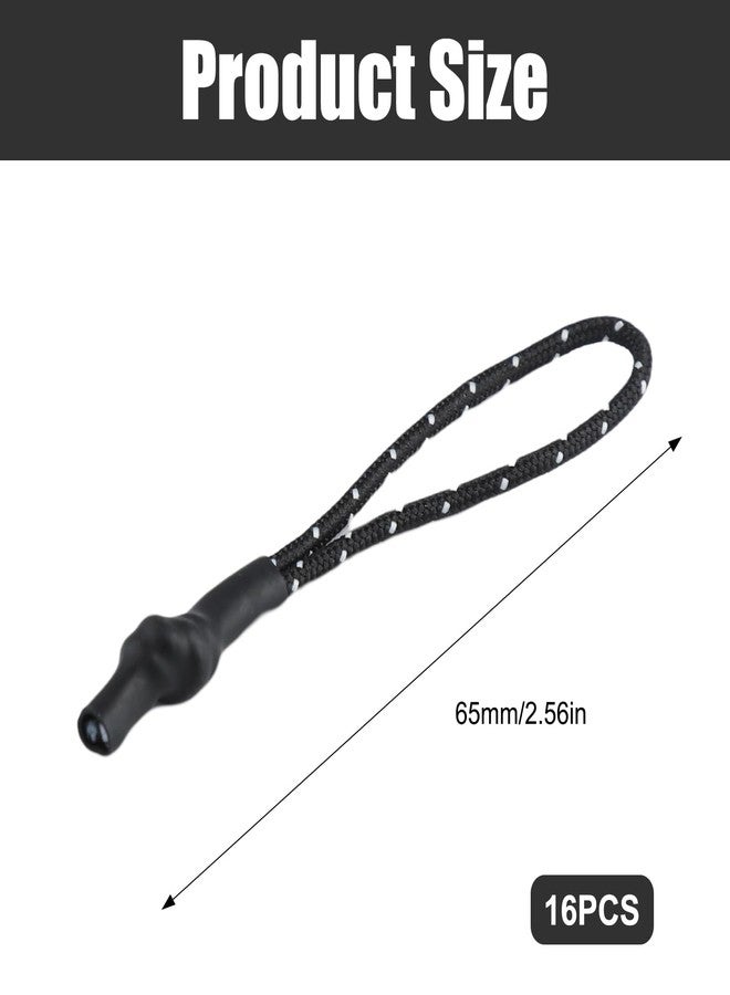 PKRFCJ 16PCS Zipper Pull Replacement, Backpack Tag Paracord Black Zipper Pull Tab for Bags Purses Clothes Backpacks - Repair Kits - Image 2