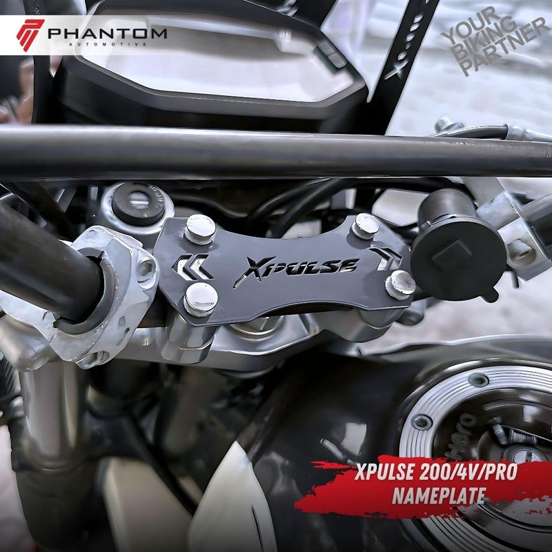 Phantom Hero X-Pulse Name Plate – Durable & Stylish Motorcycle Badge OEM Fit for X-Pulse 200/4V | Easy Installation (Black) - Image 3