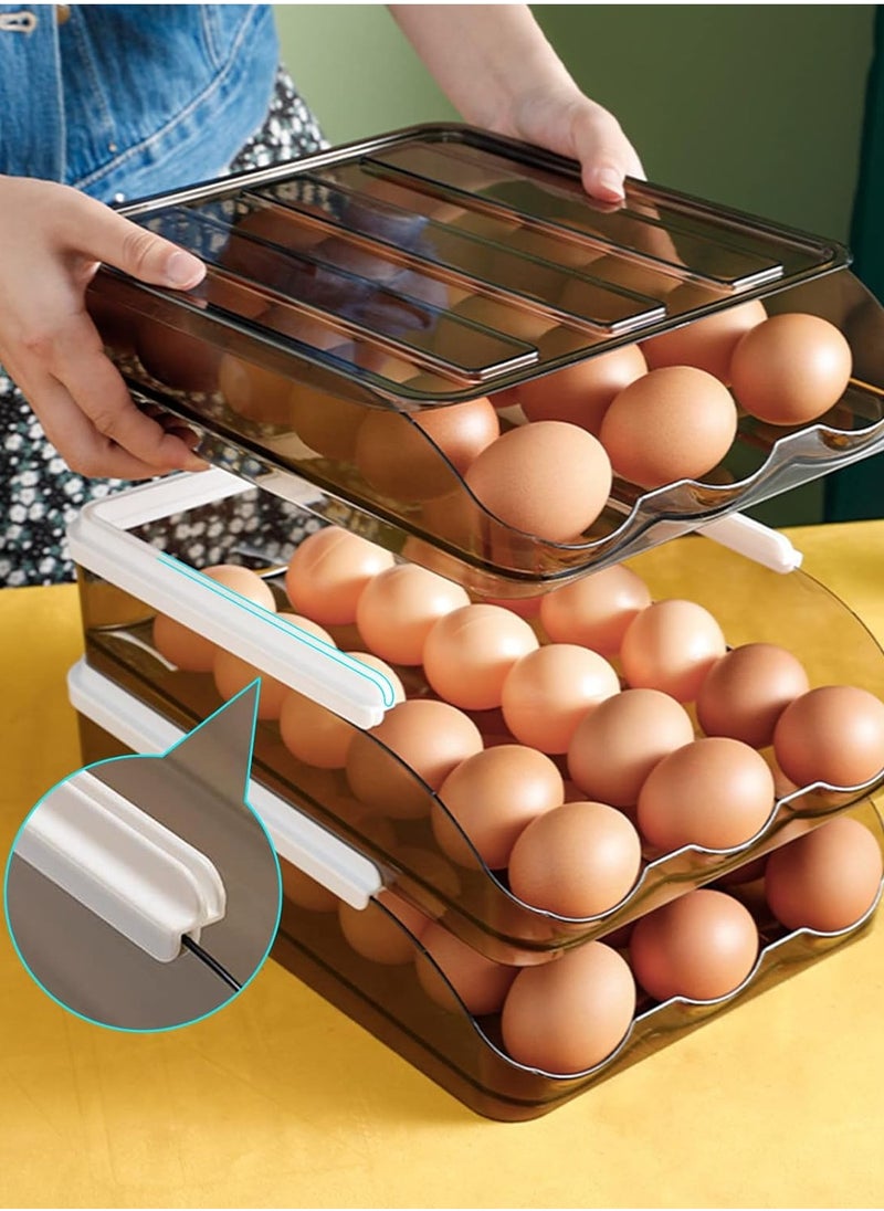 Generic - 3 Layers Egg Holder for Refrigerator, 54 Count Egg Container, Egg Tray for Refrigerator, Automatic Rolling Egg Storage Box, Fridge Egg Organizer, Egg Basket for Refrigerator - Image 1