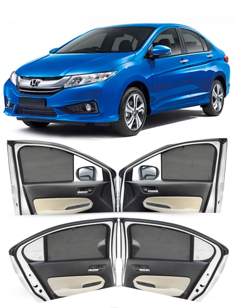 Autofact Car Sunshades for Honda City Idtech (2014 to 2019), UV Protection, Useful Car Accessories, Custom fit Sun Shades for Side Windows, Set of 4 - Image 1