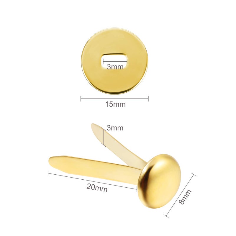 Yaocom 100 Pieces 3/4 Inch Brass Paper Fasteners Paper Brads, and 300 Pieces Plated Brass Washers with Hole Punch (Gold, 20mm Long) - Image 2