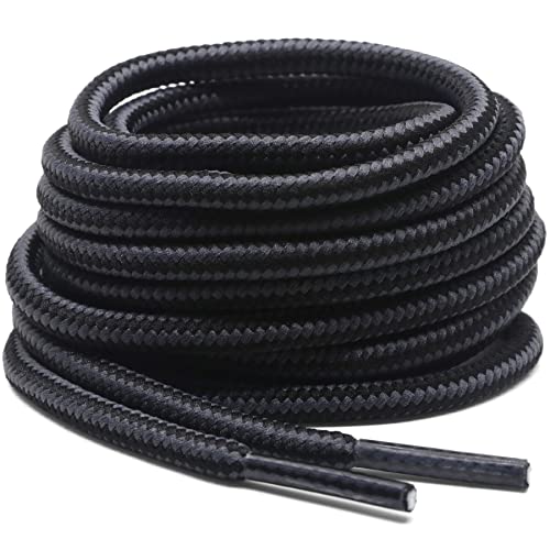 DELELE 2 Pair Round Boot Laces Outdoor Hiking Walking Shoelaces Dark Gray Black Striped Shoe Lace Work Shoe Strings 28 inch - Image 1
