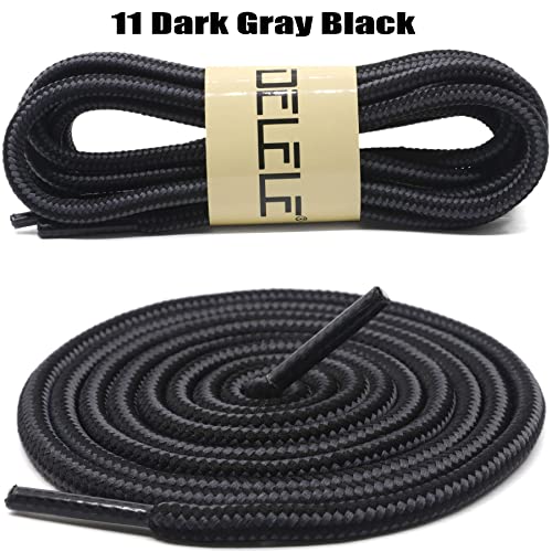 DELELE 2 Pair Round Boot Laces Outdoor Hiking Walking Shoelaces Dark Gray Black Striped Shoe Lace Work Shoe Strings 28 inch - Image 2