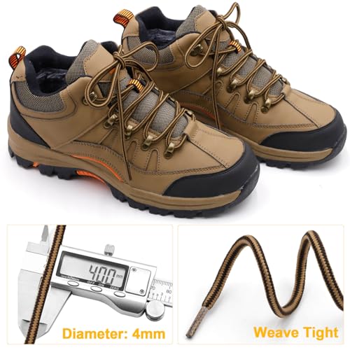 DELELE 2 Pair Round Boot Laces Outdoor Hiking Walking Shoelaces Dark Gray Black Striped Shoe Lace Work Shoe Strings 28 inch - Image 3