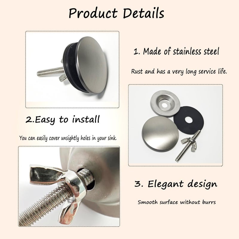 ZMD 2 Inch Kitchen Sink Hole Cover,Faucet Hole Cover Stainless Steel Hole Plug Counter Top Hole Plug Kitchen Sink Tap Hole Sink Plug Stopper Kitchen Blanking Metal Plug (Grey), Gray - Image 3