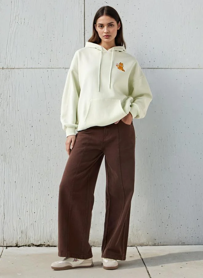 SP Characters Oversized Hoodie with Garfield Print