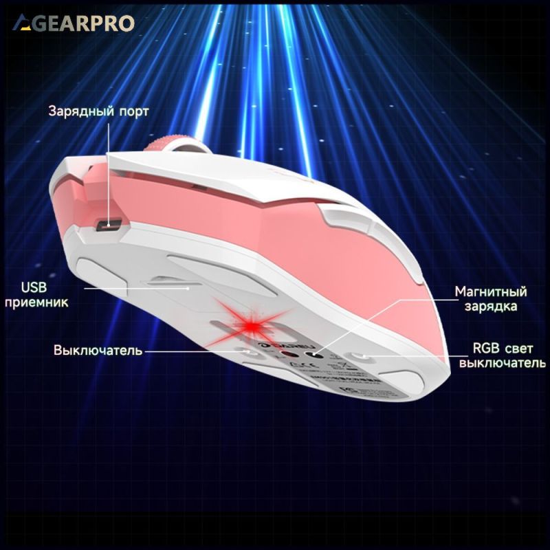 Wireless Gaming Mouse: Pink 12000 DPI Pixart 3335 Sensor - 50000000 Click Switches Rechargeable RGB Mouse for Competitive PC Mac Gamers Streamers - Image 3