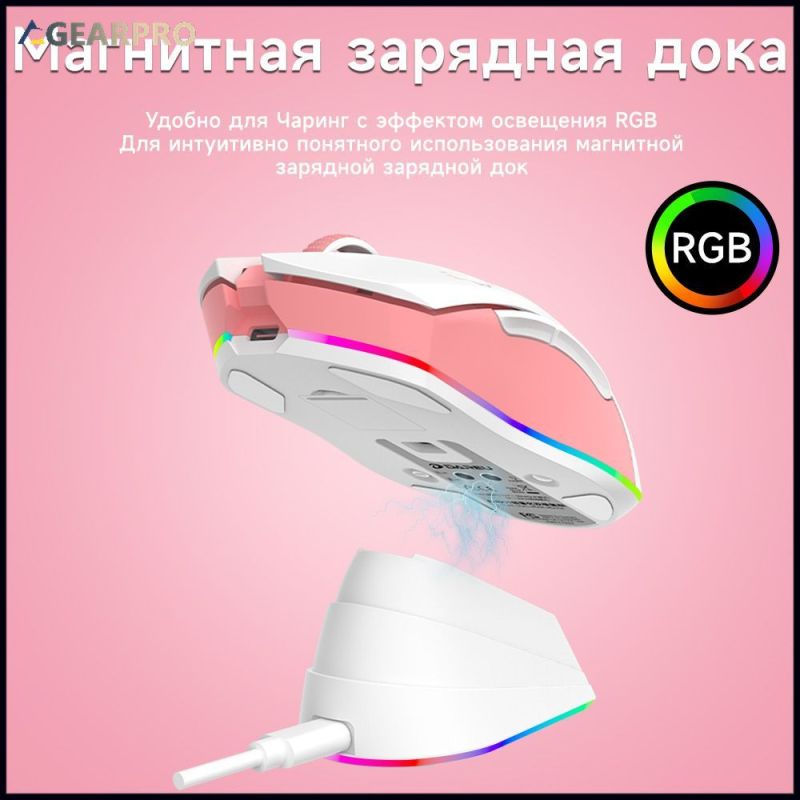 Wireless Gaming Mouse: Pink 12000 DPI Pixart 3335 Sensor - 50000000 Click Switches Rechargeable RGB Mouse for Competitive PC Mac Gamers Streamers - Image 2