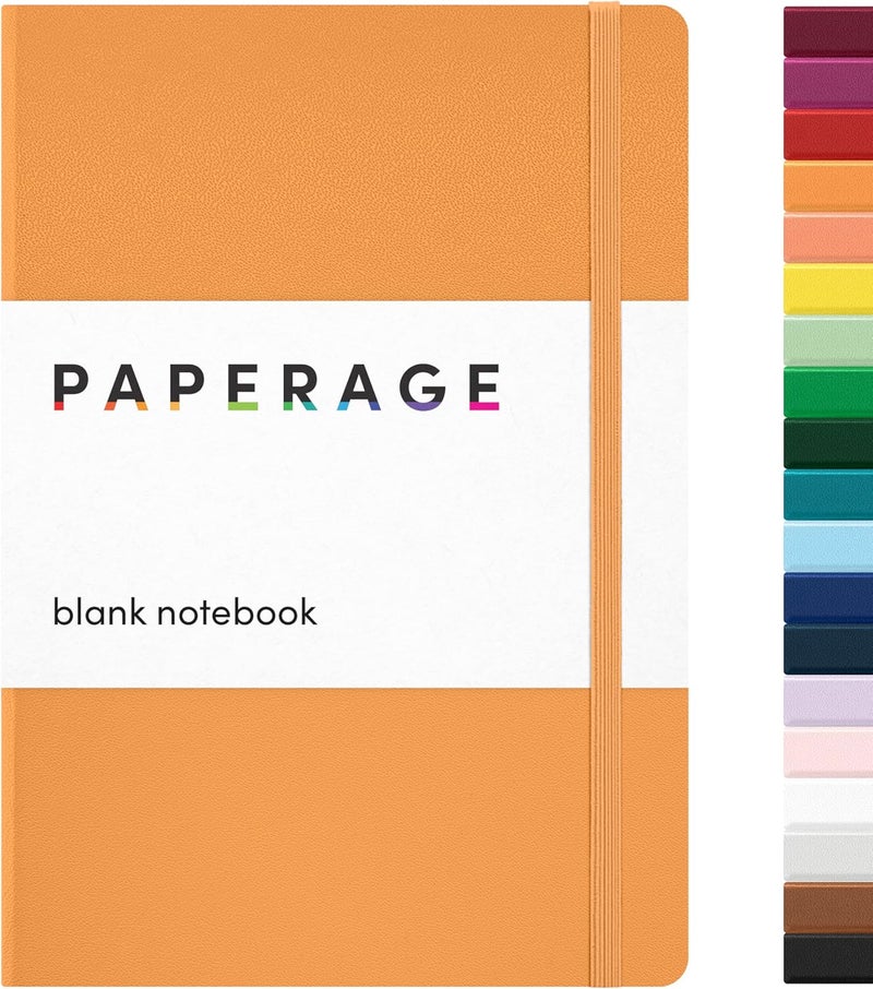 ببرج دفتر يوميات PAPERAGE فارغ، (قطيفة)، 160 صفحة، مقاس متوسط 5.6 بوصة × 8 بوصة - ورق سميك 100 جرام – دفتر يوميات بغلاف صلب للعمل، المدرسة، تدوين الملاحظات أو الرسم - Image 1