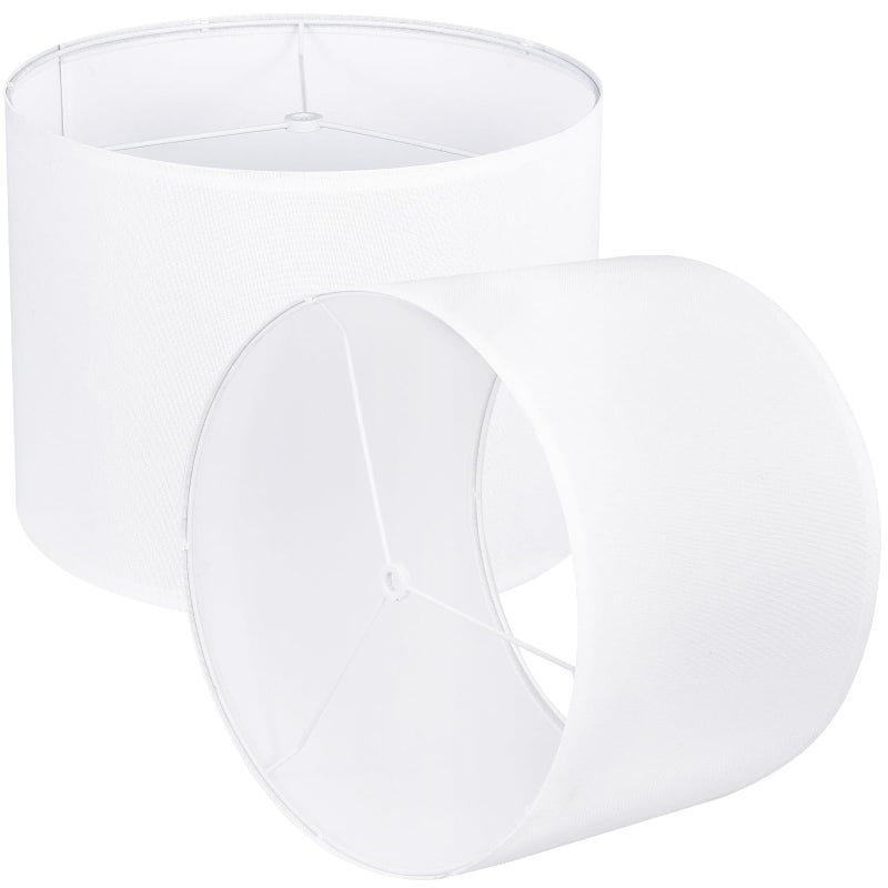 YoflowX White Lamp shades Set of 2 Drum Tall LampShades 13 Top x 13 Bottom x 10 Height Lamp Shades for Table Lamps Floor Lamps Bedside Lamps Replacement Natural Linen Lampshades Easy Assembly - Image 2