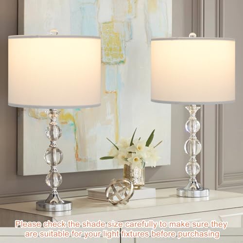 YoflowX White Lamp shades Set of 2 Drum Tall LampShades 13 Top x 13 Bottom x 10 Height Lamp Shades for Table Lamps Floor Lamps Bedside Lamps Replacement Natural Linen Lampshades Easy Assembly - Image 3