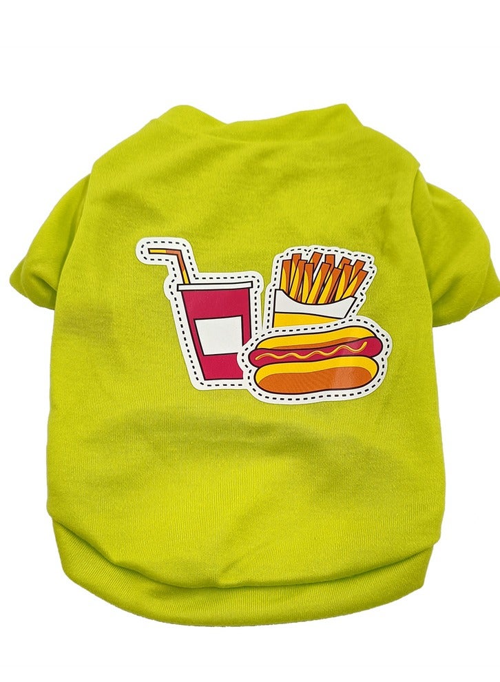 Loquat Squality Pet Summer Dog Clothes Cotton English Printed Tank Top T-shirt Green - Image 1