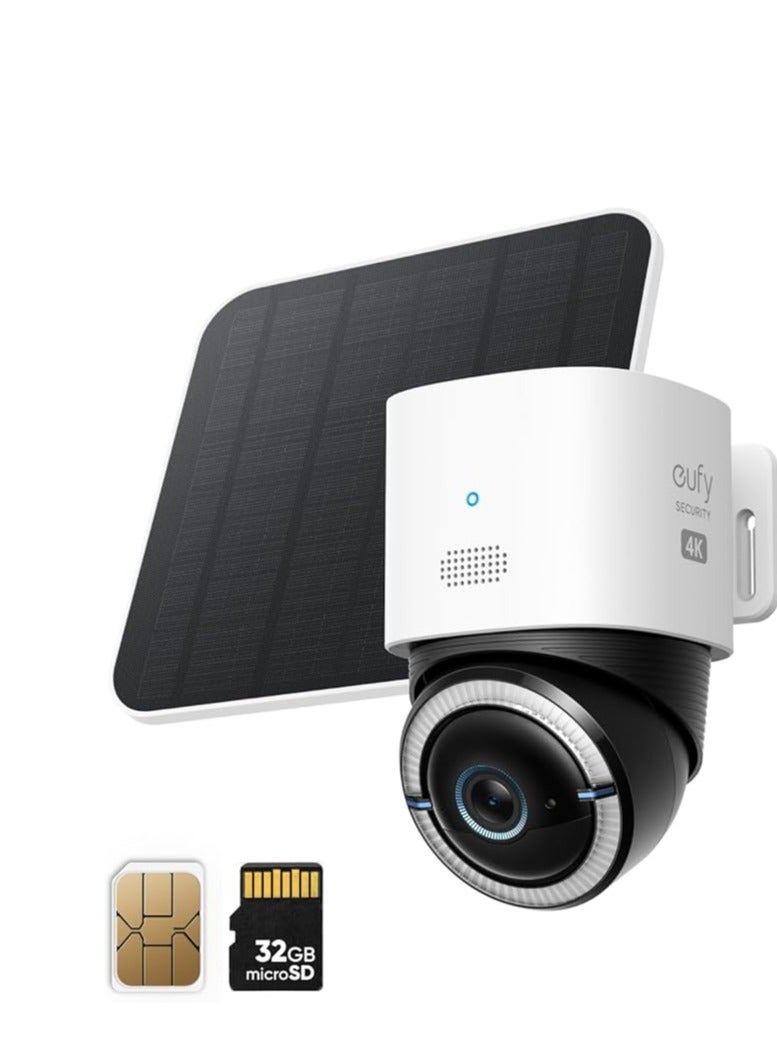 eufy eufy Security 4G LTE Cam S330 with Wi-Fi, 4K UHD Pan Tilt, Wireless, Solar Powered with Solar Panel, AI Human/Vehicle Tracking, with SIM Card - Image 1