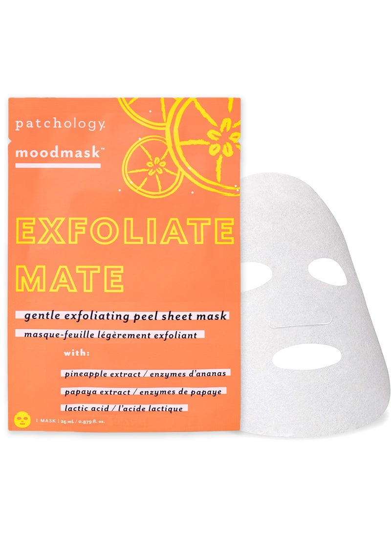 Patchology - Patchology Exfoliating Face Mask  Exfoliate Mate Sheet Mask with Papaya and Pineapple gently unclogs pores and brightens skin Lactid Acid AHA helps reduce fine lines and wrinkles 1 Mask - Image 1