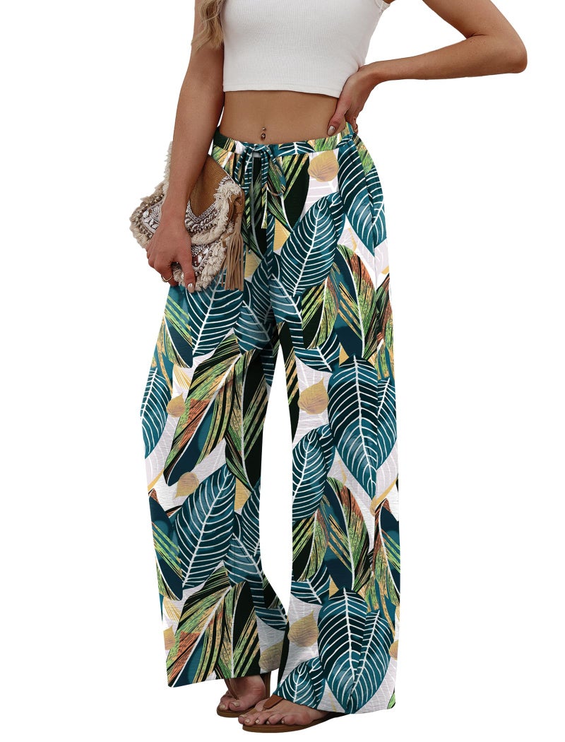 Sampeel Womens Clothes Plus Size Pants for Women Dressy Casual Tropical Vacation Beach Outfits Country Concert Outfits Hawaii Resort Wear 2026 Lounge Sets St Pattys Leaf Printed M - Image 4