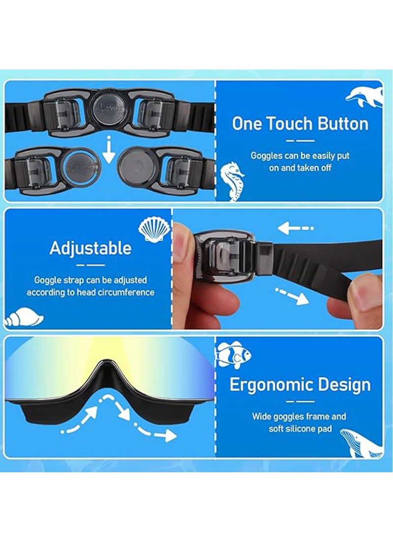 Kids Swim Goggles, Polarized Swimming Goggles for Kids, Soft Silicone Frame Wide View Anti-Fog No Leaking Swimming Glasses for Kids Youth 3-15 - Image 3