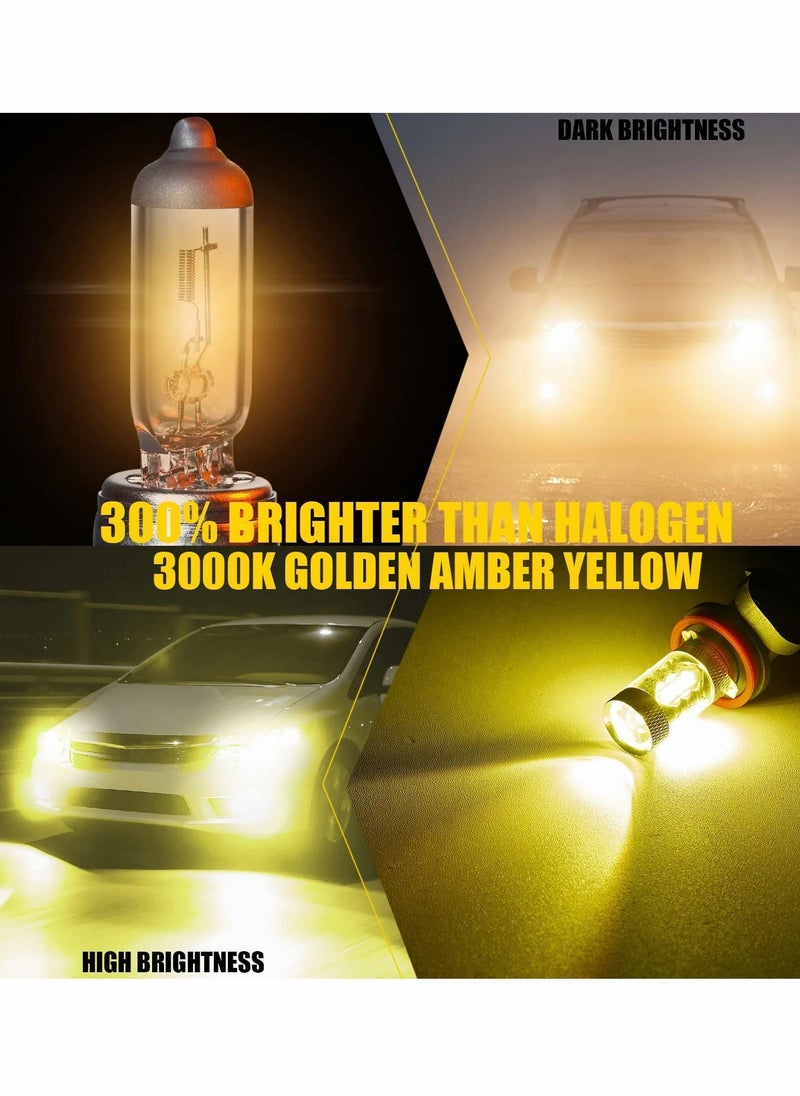 Y&D - H11 H8 LED Fog Light Bulbs, Golden Yellow H16 Bright DRL Lamps, High Power 3030 SMD - Image 1