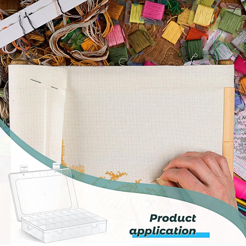 Queekay Embroidery Floss Organizer Box Set Includes Compartments Cross Stitch Organizer Box Plastic Floss Bobbins and 1790 Number Stickers for Thread Sewing 4 Sets24 Grids50 Pcs - Image 5