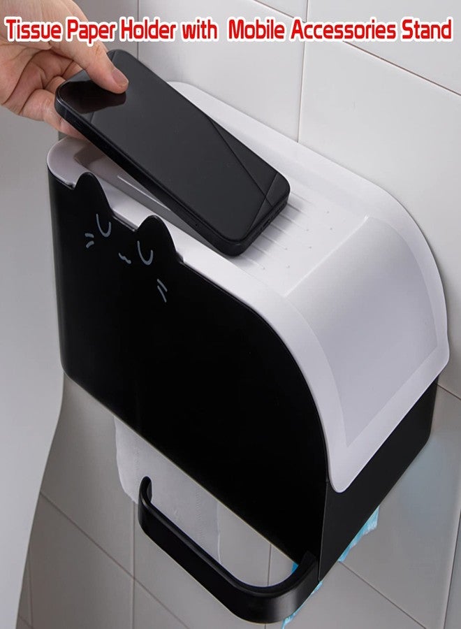 Xpandio Magic Sticker Series Self Adhesive Toilet Paper Holder in Bathroom - 100% Waterproof and with Mobile Stand & Storage - Image 3