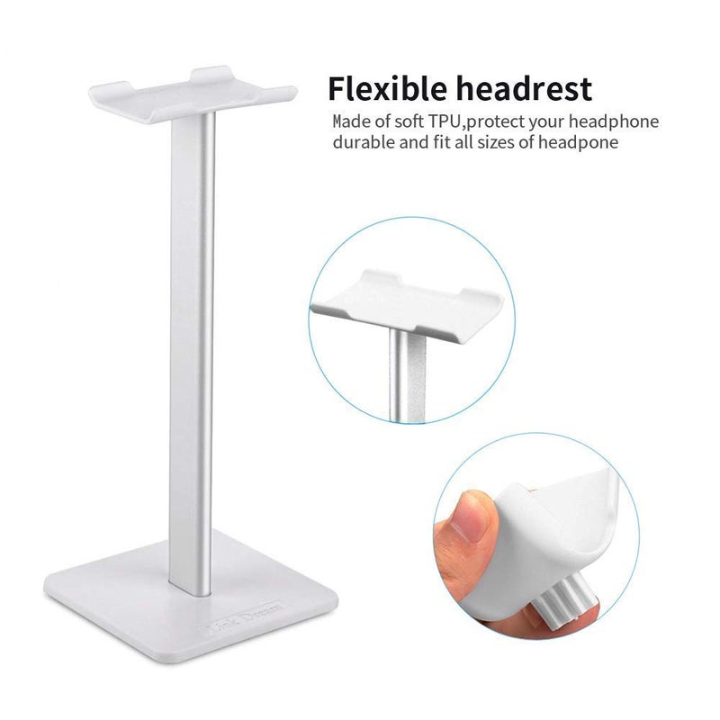 Link Dream Headphone Stand Headset Holder Gaming Headset Holder with Aluminum Supporting Bar Flexible Headrest Anti-Slip Earphone Stand for All Headphones - Image 5