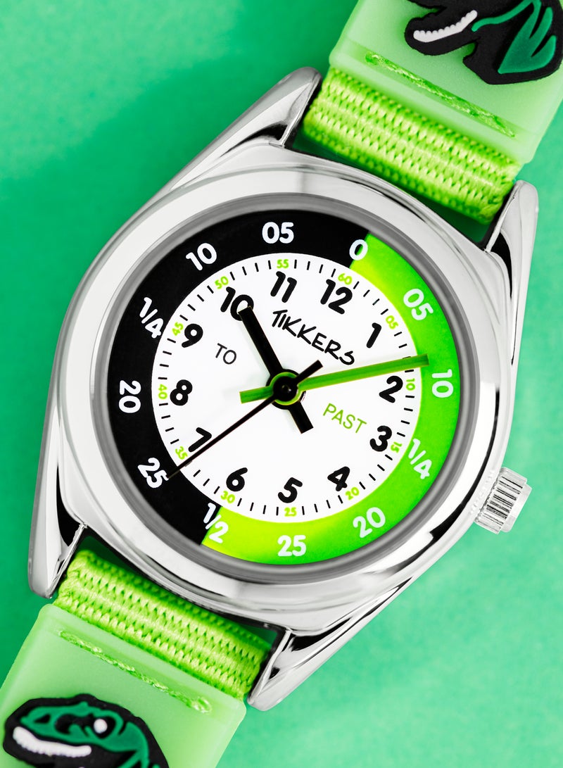 Tikkers Tikkers Boys Green Canvas Rip Strap Dinosaur Watch, Bracelet, & Wallet Set - ATK1049 - Image 2