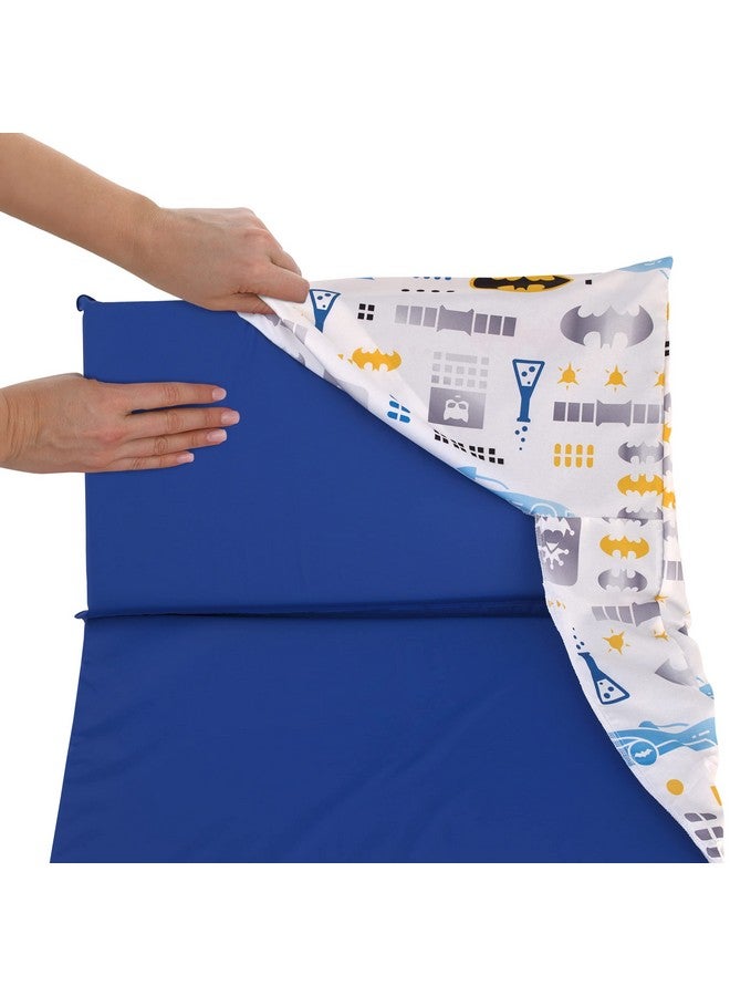 NoJo Warner Brothers Batman The Caped Crusader Blue, Yellow and White Bat-Signal and Batmobile Preschool Nap Pad Sheet - Image 3