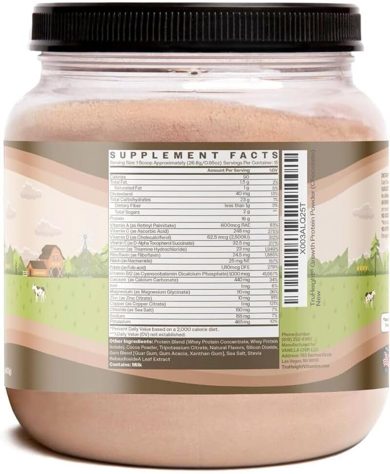 TruHeight Growth Protein Shake (Chocolate Milk Flavor, Whey) Natural Growth & Development Protein Powder for Kids & Teens - Weight Gain Drinks - Endorsed by Pediatricians, Picky Eater Vitamin, Ages 4+ - Image 2