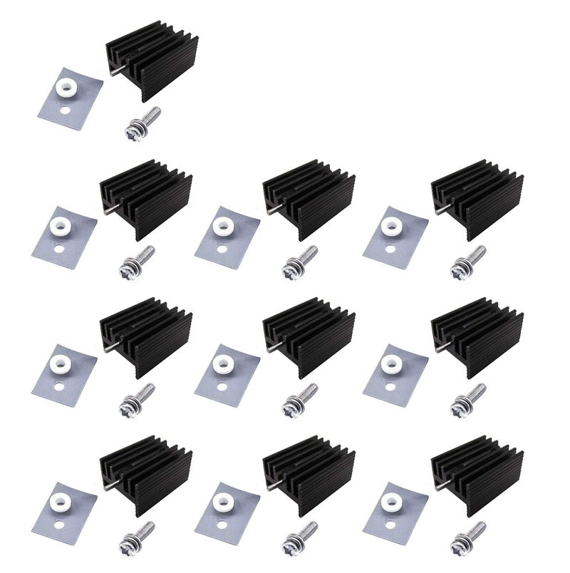 Easycargo 10 Packs TO-220 Heatsink + Insulator Mounting Screws Kits for LM317 LM317t L7805 L7812 L78XX Voltage Regulator, IRFZ44N 3205 520N 630 1404 MOSFET Transistor (20mmx15mmx11mm) - Image 1