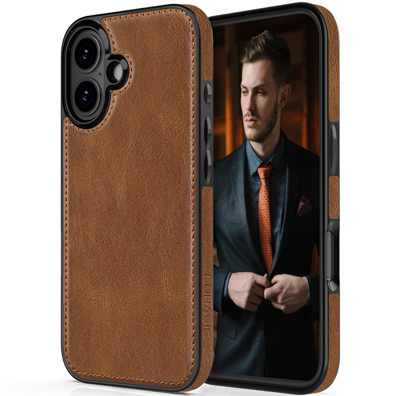 LOHASIC Designed for iPhone 17 Case Luxury Elegant PU Leather Classic Full Body Protective Men Women Phone Cases Soft Back Cover for iPhone 17 63 inch 2025 Brown - Image 3