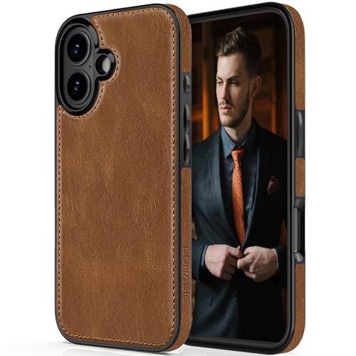 LOHASIC Designed for iPhone 17 Case Luxury Elegant PU Leather Classic Full Body Protective Men Women Phone Cases Soft Back Cover for iPhone 17 63 inch 2025 Brown - Image 1