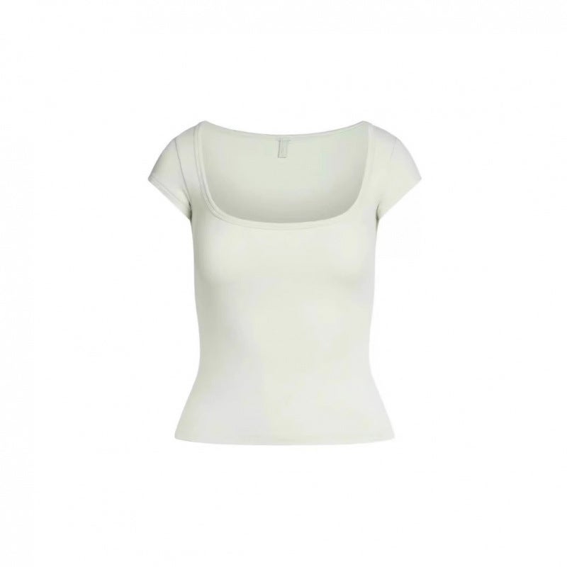 قميص نسائي بقبة على شكل حرف U بأكمام قصيرة - Image 2
