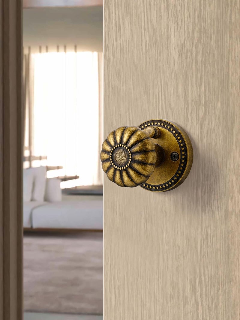SORWDUERM Antique Brass Door Knobs Interior Privacy Door Knob for Bedroom and Bathroom,Zinc Alloy 4 Pack - Image 4