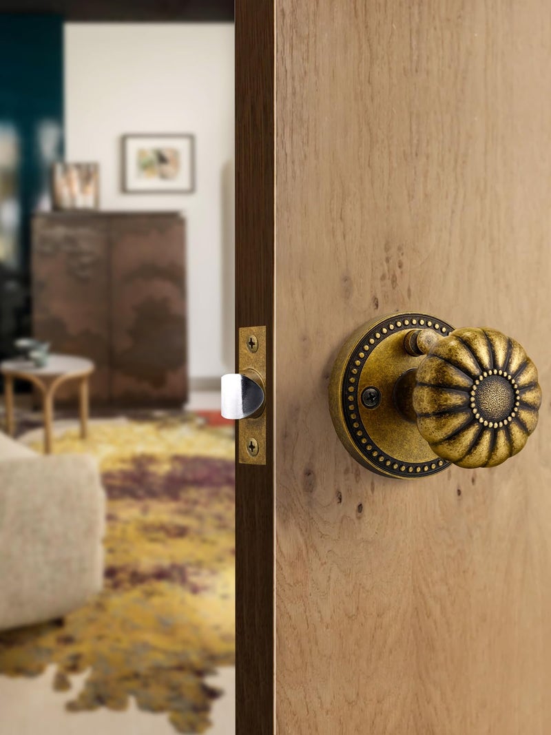 SORWDUERM Antique Brass Door Knobs Interior Privacy Door Knob for Bedroom and Bathroom,Zinc Alloy 4 Pack - Image 3