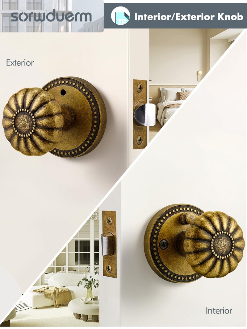 SORWDUERM Antique Brass Door Knobs Interior Privacy Door Knob for Bedroom and Bathroom,Zinc Alloy 4 Pack - Image 5