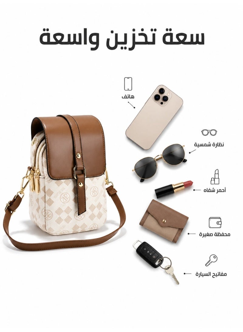 Elegant Soft Phone Bag for Women - PVC Phone Bag with Zipper Closure, Vertical Design, Spacious Ladies Handbag - Image 3