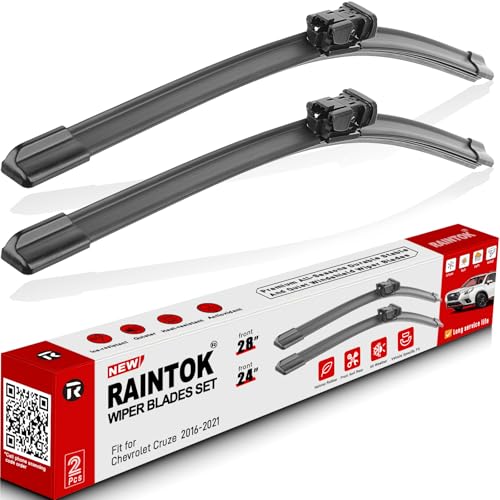 Raintok راينتوك 28" 24" شفروليه كروز 2016 2017 2018 2019 2020 2021 استبدال شفروليه مساحات الزجاج الأمامي - (عبوة من 2) - Image 1