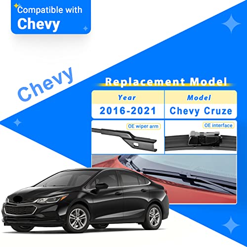 Raintok راينتوك 28" 24" شفروليه كروز 2016 2017 2018 2019 2020 2021 استبدال شفروليه مساحات الزجاج الأمامي - (عبوة من 2) - Image 2