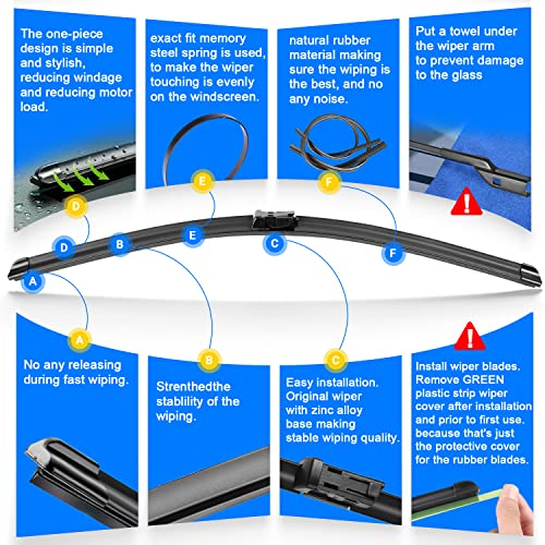 Raintok راينتوك 28" 24" شفروليه كروز 2016 2017 2018 2019 2020 2021 استبدال شفروليه مساحات الزجاج الأمامي - (عبوة من 2) - Image 3