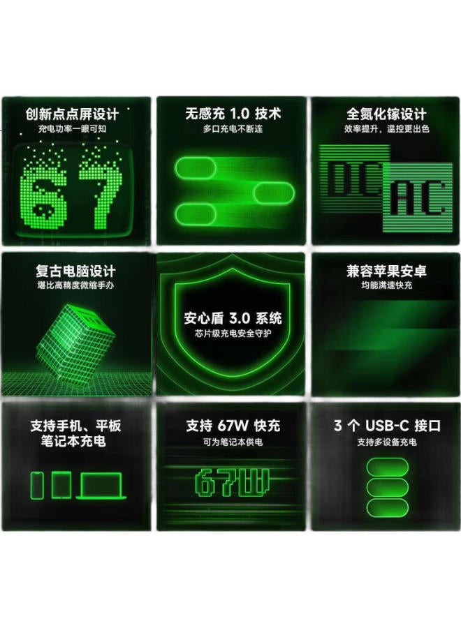 SHARGE Shanji Mijin 67W Gan Charger, Apple 16 Fast Charging Head, Pd20W 65W, Compatible With Iphone 15, Huawei, Xiaomi 14, Lenovo, Macbook Air Laptops - Image 3