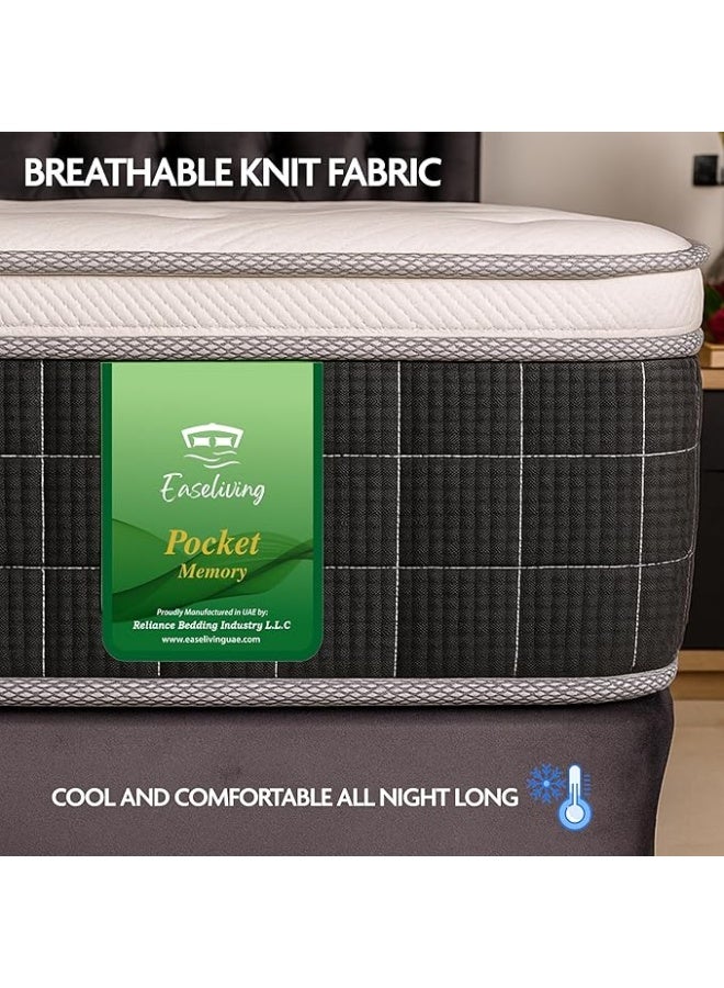 EASELIVING Hybrid Memory Foam Mattress - 30cm Double Bed Medium Firm Mattress | Pocket Spring Mattress with Cooling Comfort, Edge Support and Pressure Relief | 10-Year Warranty (120x200 cm) - Image 3
