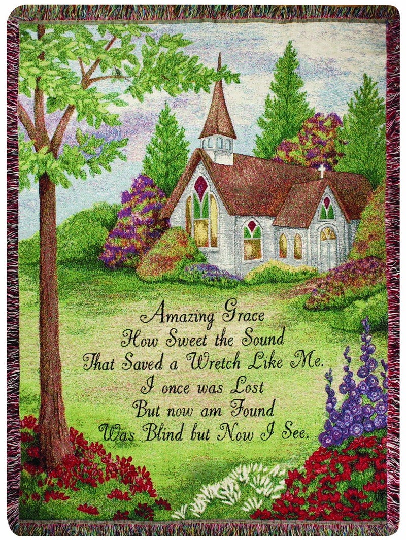 Manual Woodworker Manual 50 x 60-Inch Tapestry Throw with Fringe, Scenic Amazing Grace - Image 5