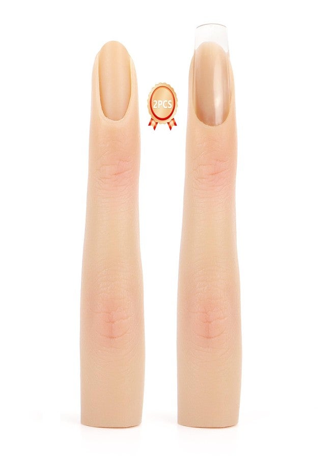 Deciniee 2 Pieces Silicone Practice Fingers for Acrylic Nails, Fake Training Hand Finger Model Flexible Bendable Mannequin Finger, Soft Realistic Joint Nail Practice Fingers with Makeup for Nail Art (Color 1) - Image 1