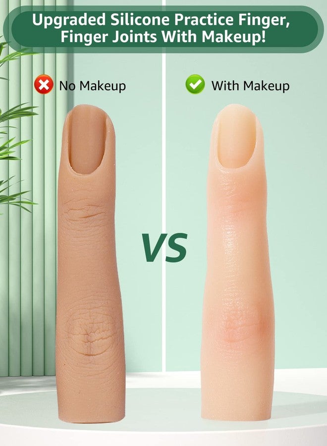 Deciniee 2 Pieces Silicone Practice Fingers for Acrylic Nails, Fake Training Hand Finger Model Flexible Bendable Mannequin Finger, Soft Realistic Joint Nail Practice Fingers with Makeup for Nail Art (Color 1) - Image 4