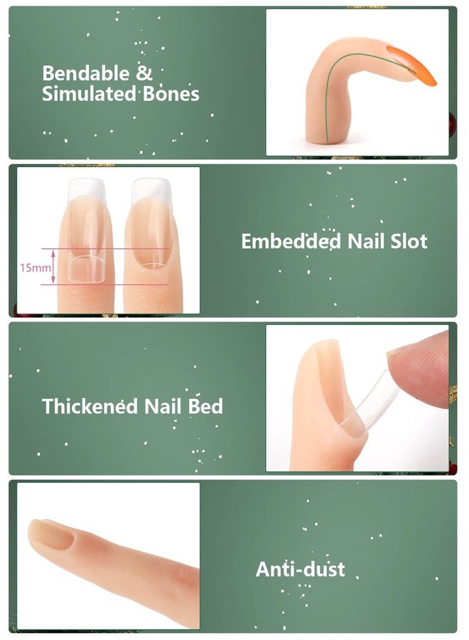 Deciniee 2 Pieces Silicone Practice Fingers for Acrylic Nails, Fake Training Hand Finger Model Flexible Bendable Mannequin Finger, Soft Realistic Joint Nail Practice Fingers with Makeup for Nail Art (Color 1) - Image 5