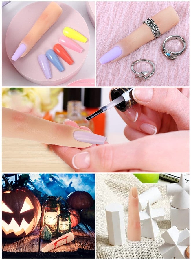 Deciniee 2 Pieces Silicone Practice Fingers for Acrylic Nails, Fake Training Hand Finger Model Flexible Bendable Mannequin Finger, Soft Realistic Joint Nail Practice Fingers with Makeup for Nail Art (Color 1) - Image 3