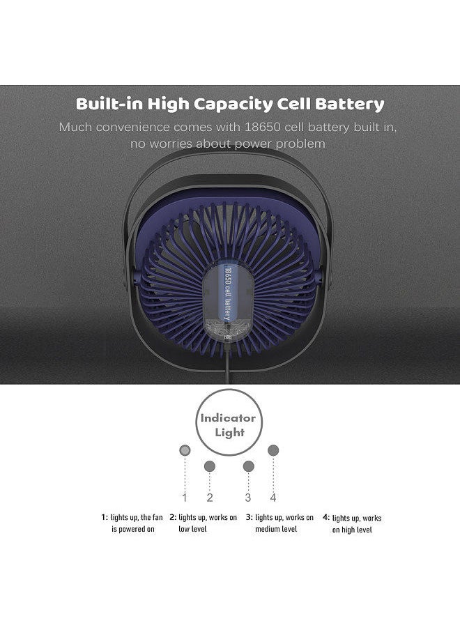 Generic - Rechageable Desktop Fan USB Fan 360°Rotatable Fan for Desk Portable Fan Mini Fan with Built-in 4000mAh Battery - Image 1