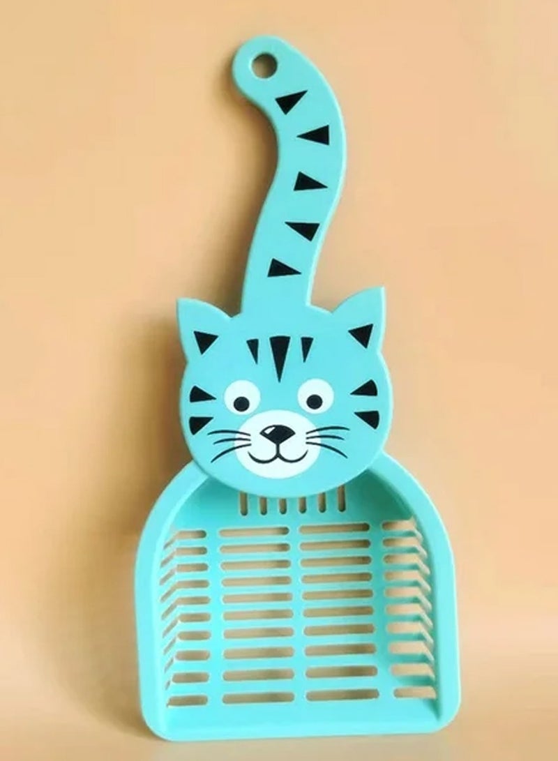 القط الوجه شكل أنبوب مغرفة القط صندوق مغرفة المرحاض تنظيف ملاعق عدم الانزلاق القط شكل مقبض جوفاء القط مجرفة رمال للقطط - Image 4